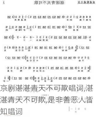 京剧湛湛青天不可欺唱词,湛湛青天不可欺,是非善恶人皆知唱词