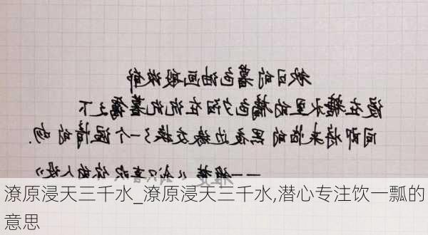 潦原浸天三千水_潦原浸天三千水,潜心专注饮一瓢的意思