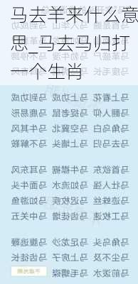 马去羊来什么意思_马去马归打一个生肖