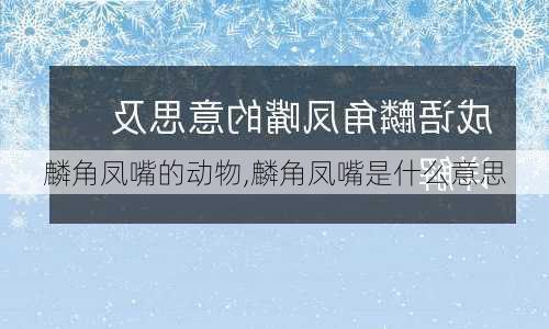 麟角凤嘴的动物,麟角凤嘴是什么意思