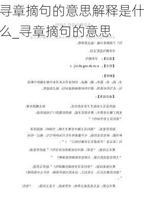 寻章摘句的意思解释是什么_寻章摘句的意思