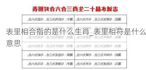 表里相合指的是什么生肖_表里相符是什么意思