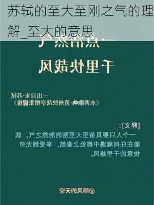 苏轼的至大至刚之气的理解_至大的意思