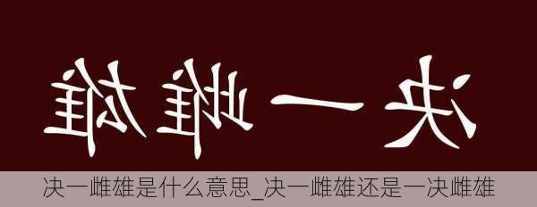 决一雌雄是什么意思_决一雌雄还是一决雌雄