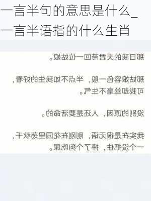 一言半句的意思是什么_一言半语指的什么生肖