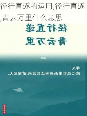 径行直遂的运用,径行直遂,青云万里什么意思