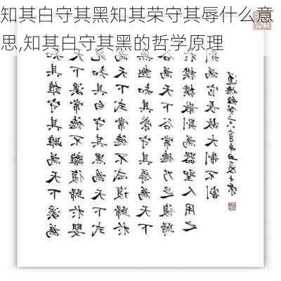 知其白守其黑知其荣守其辱什么意思,知其白守其黑的哲学原理