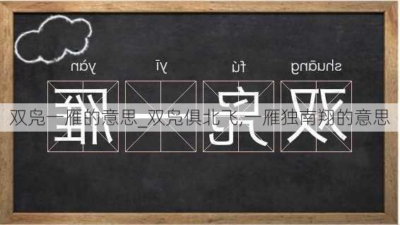 双凫一雁的意思_双凫俱北飞,一雁独南翔的意思