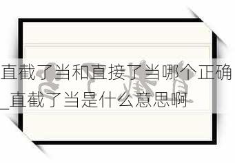 直截了当和直接了当哪个正确_直截了当是什么意思啊