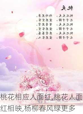 桃花相应人面红,桃花人面红相映,杨柳春风绿更多