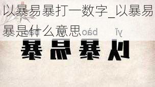 以暴易暴打一数字_以暴易暴是什么意思