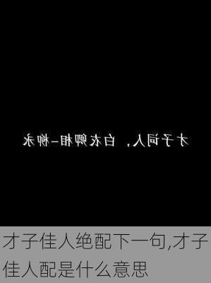 才子佳人绝配下一句,才子佳人配是什么意思