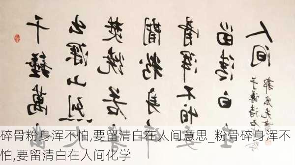 碎骨粉身浑不怕,要留清白在人间意思_粉骨碎身浑不怕,要留清白在人间化学