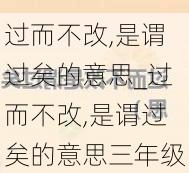 过而不改,是谓过矣的意思_过而不改,是谓过矣的意思三年级