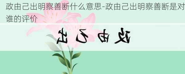 政由己出明察善断什么意思-政由己出明察善断是对谁的评价