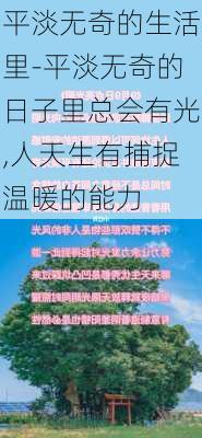 平淡无奇的生活里-平淡无奇的日子里总会有光,人天生有捕捉温暖的能力